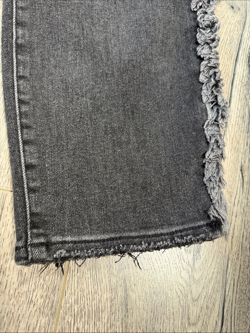Good American Washed Black Straight-Leg Jeans with Frayed Side Detail - Picture 12 of 12